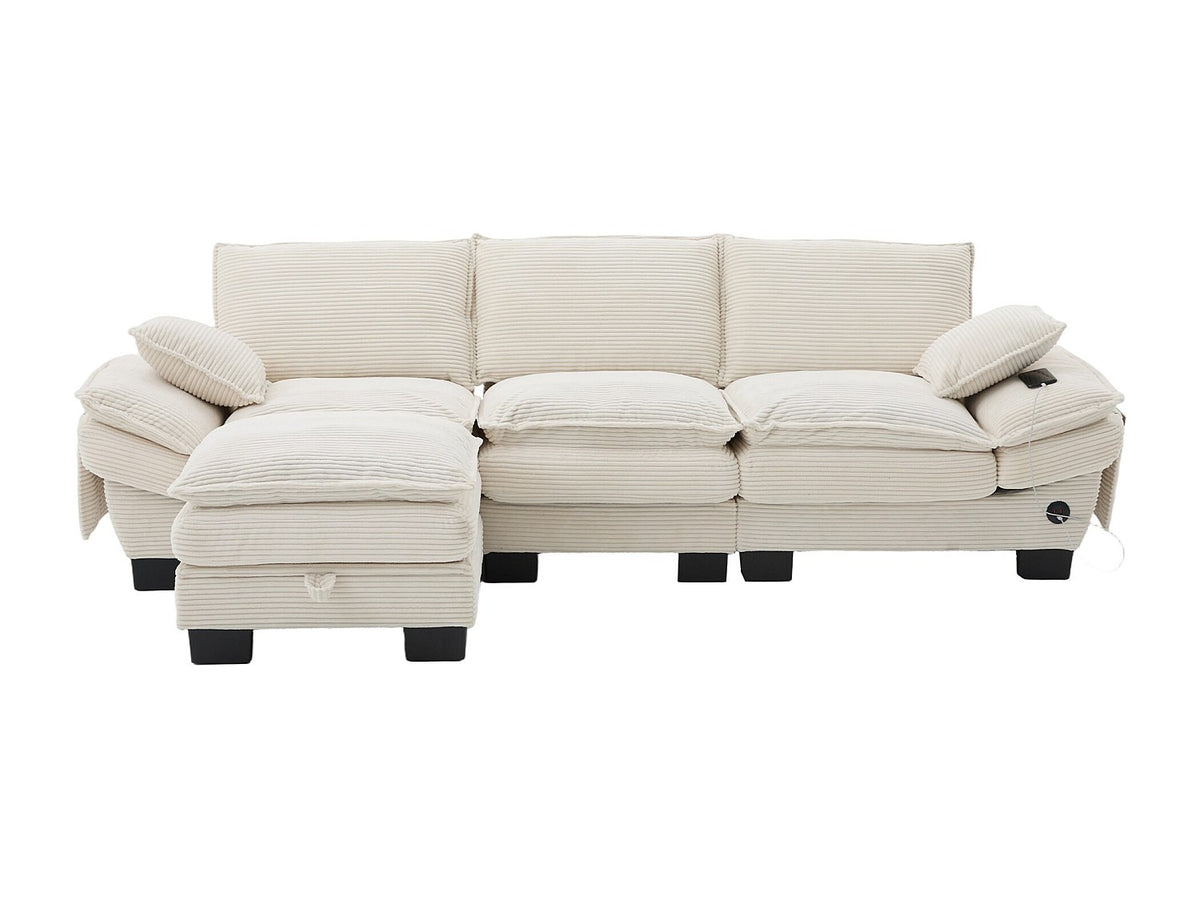 Pouf pour canapé modulable 3 places beige tissu