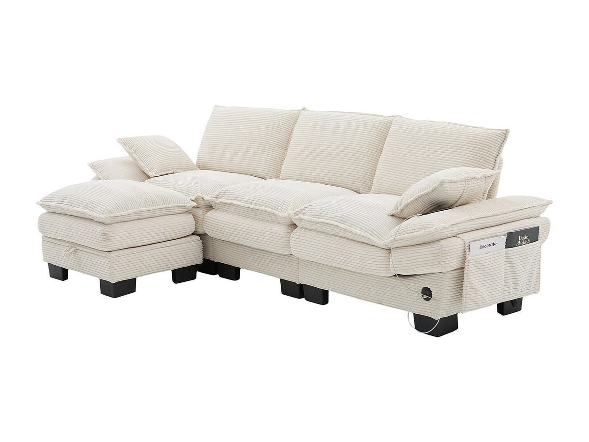 Pouf pour canapé modulable 3 places beige tissu