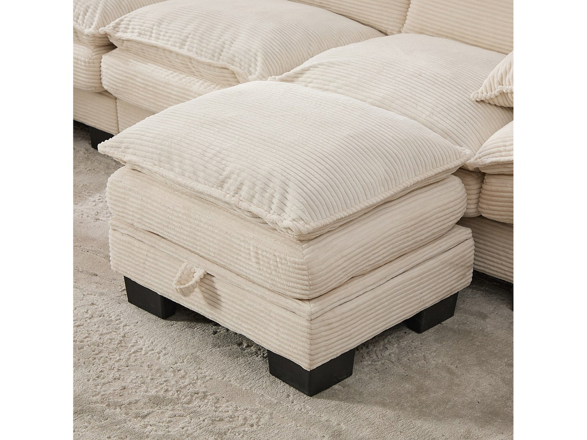 Pouf pour canapé modulable 3 places beige tissu