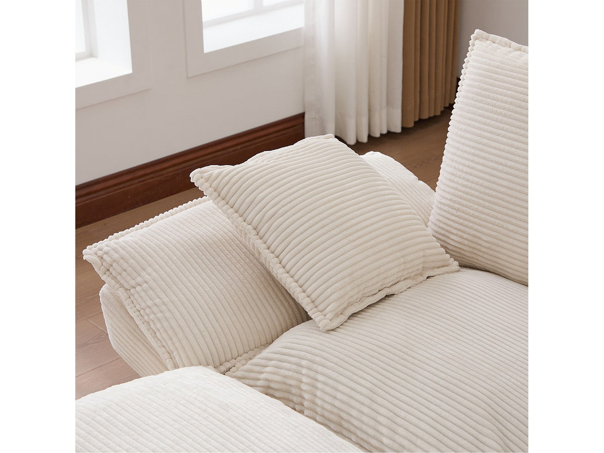 Pouf pour canapé modulable 3 places beige tissu