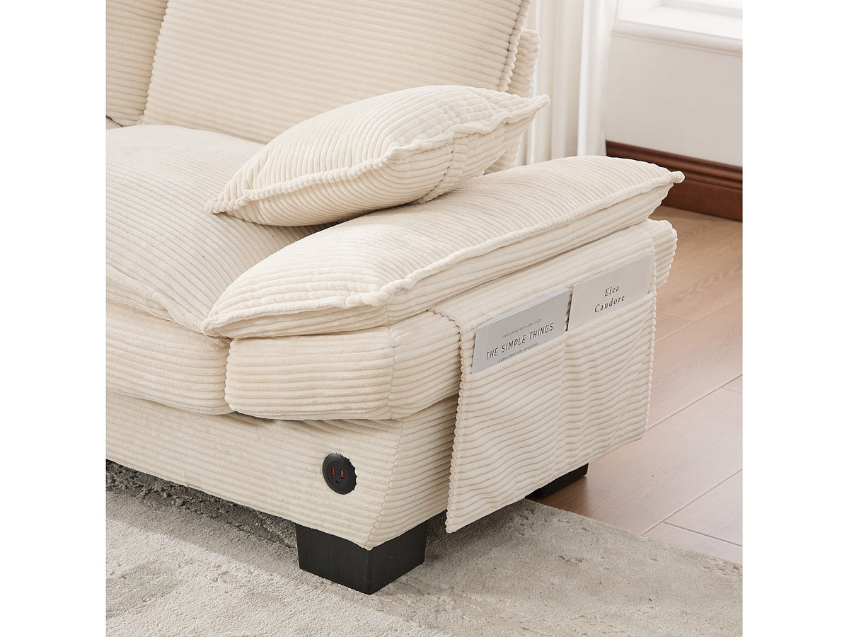 Pouf pour canapé modulable 3 places beige tissu