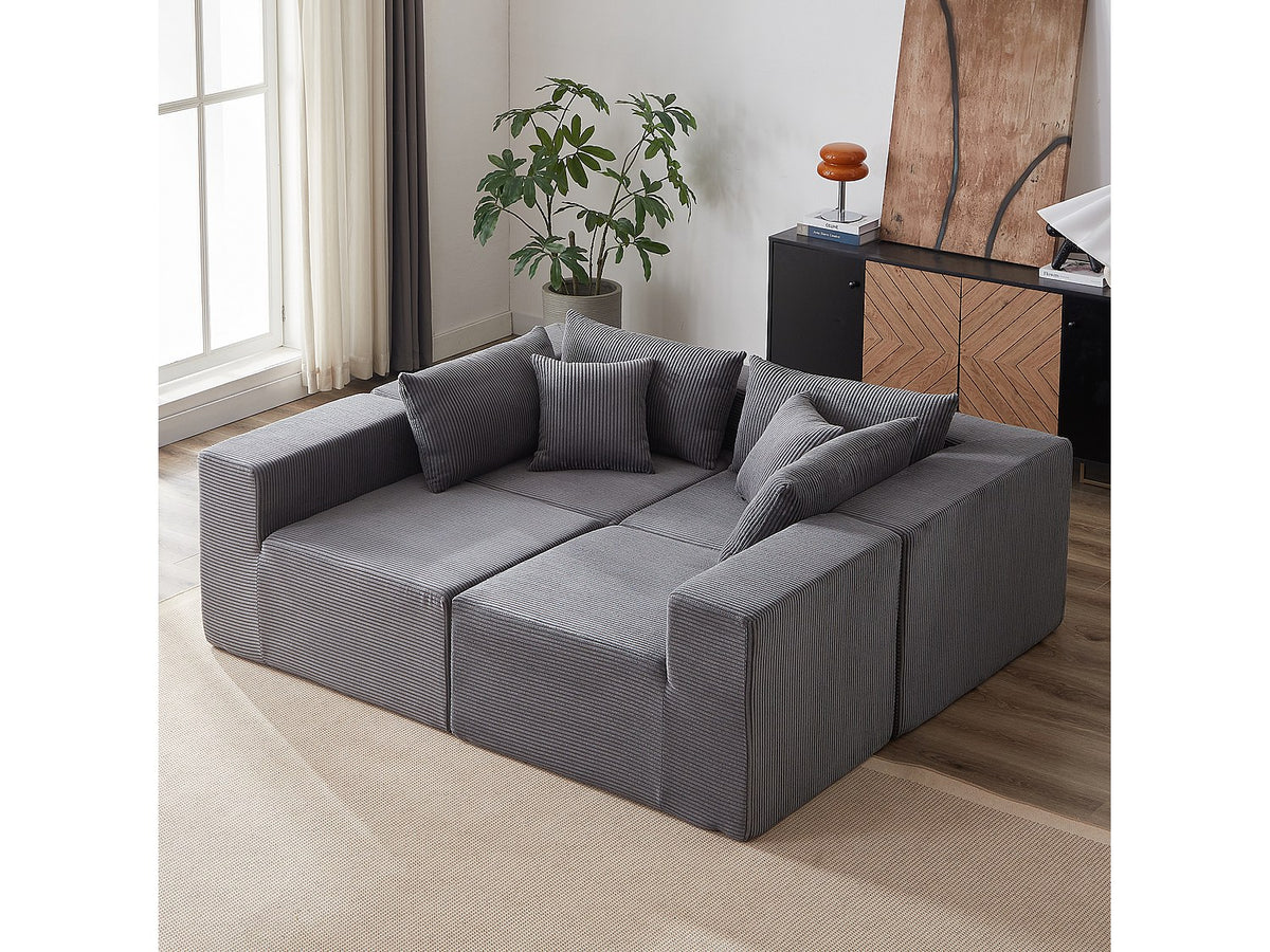 Angle pour canapé modulable 4 places gris tissu