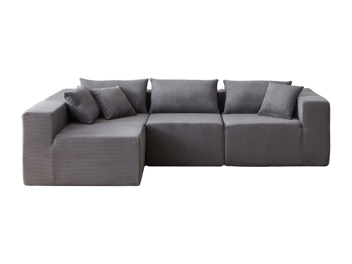 Angle pour canapé modulable 4 places gris tissu