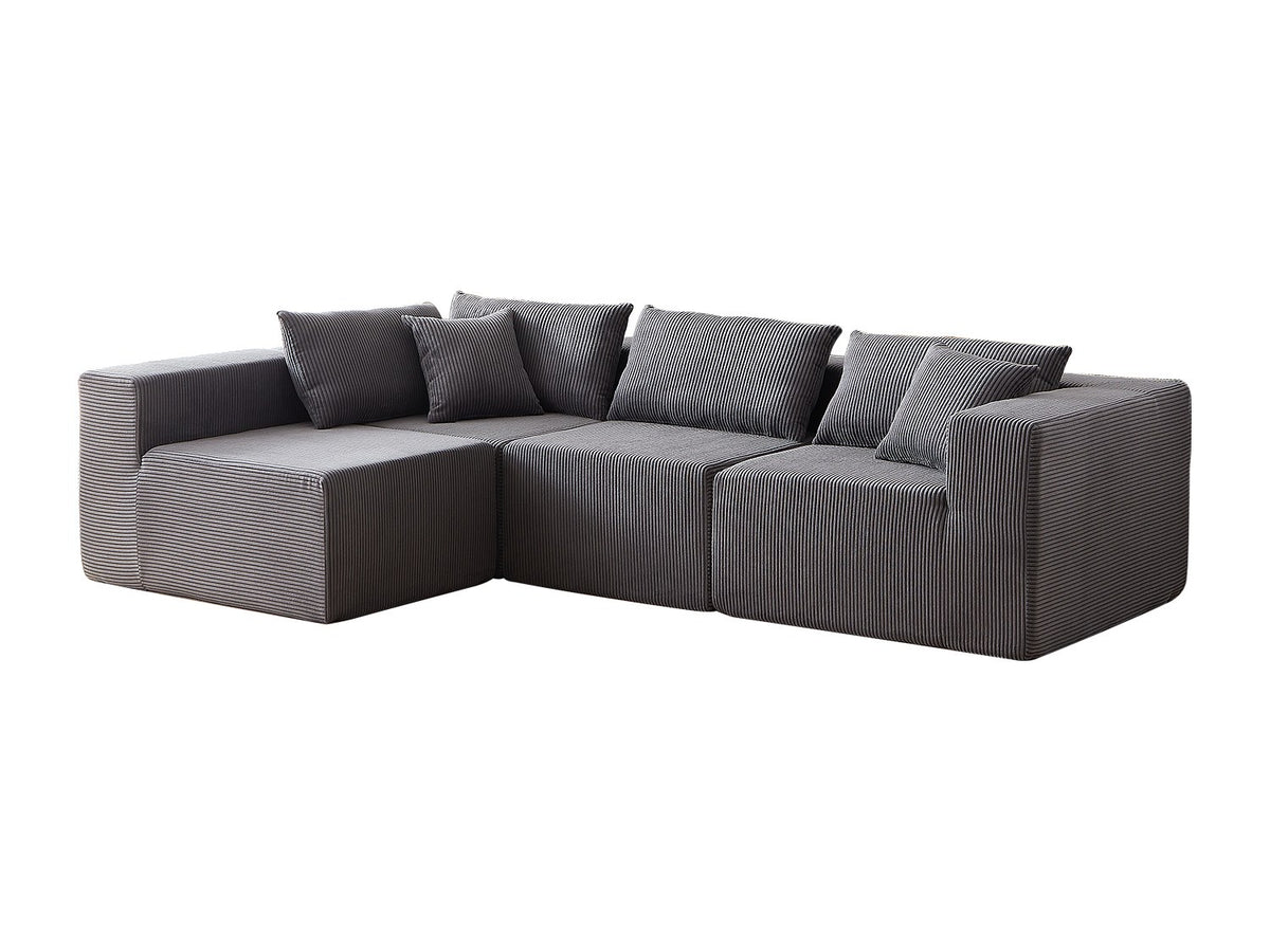 Angle pour canapé modulable 4 places gris tissu
