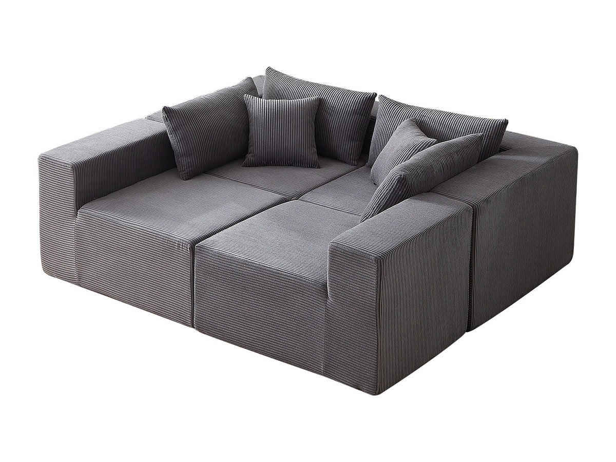 Angle pour canapé modulable 4 places gris tissu