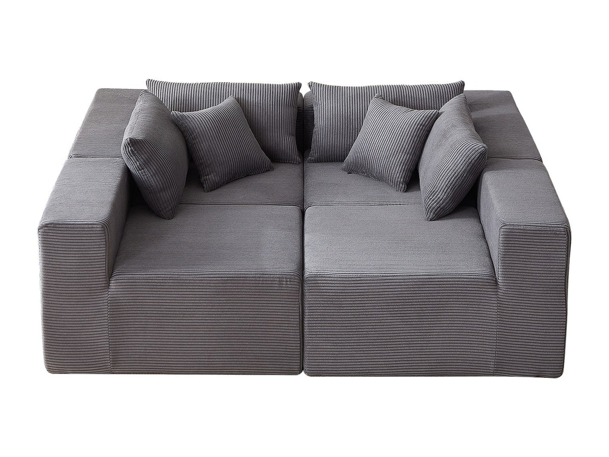 Angle pour canapé modulable 4 places gris tissu