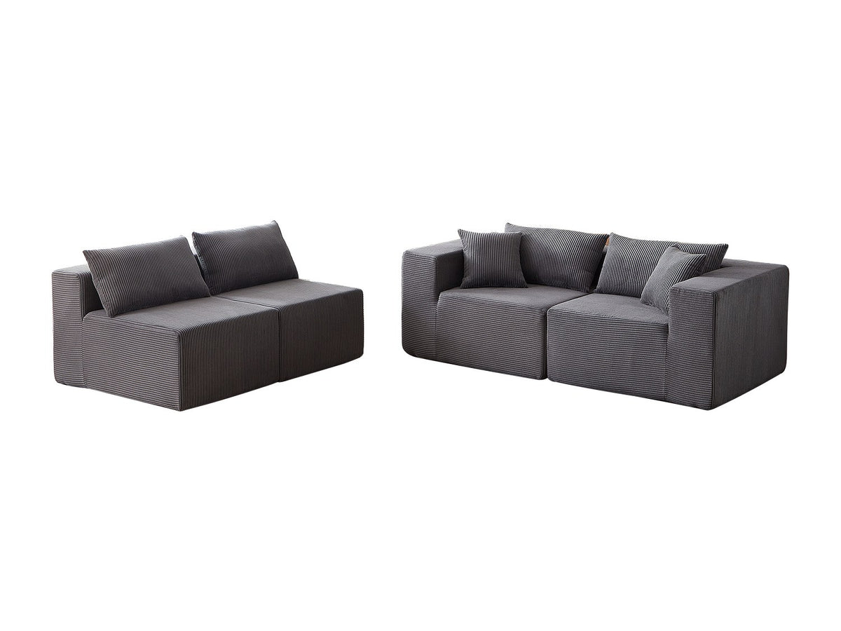 Angle pour canapé modulable 4 places gris tissu