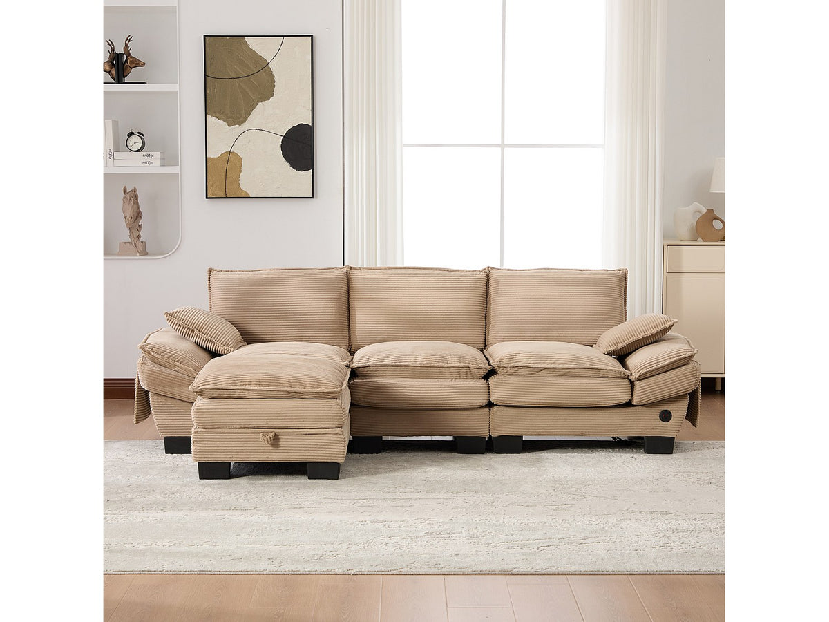 Pouf pour canapé modulable 3 places vert tissu