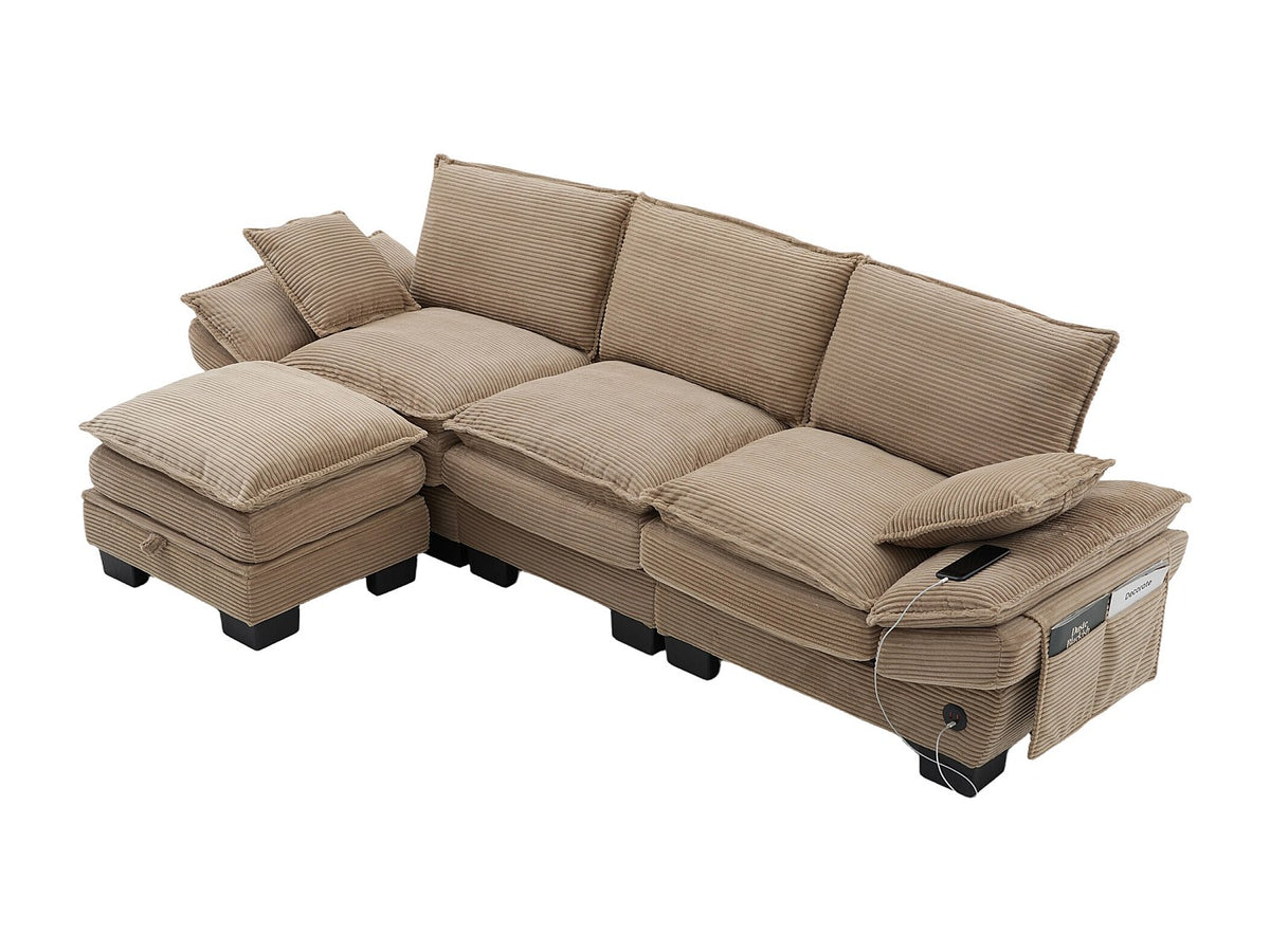 Pouf pour canapé modulable 3 places vert tissu