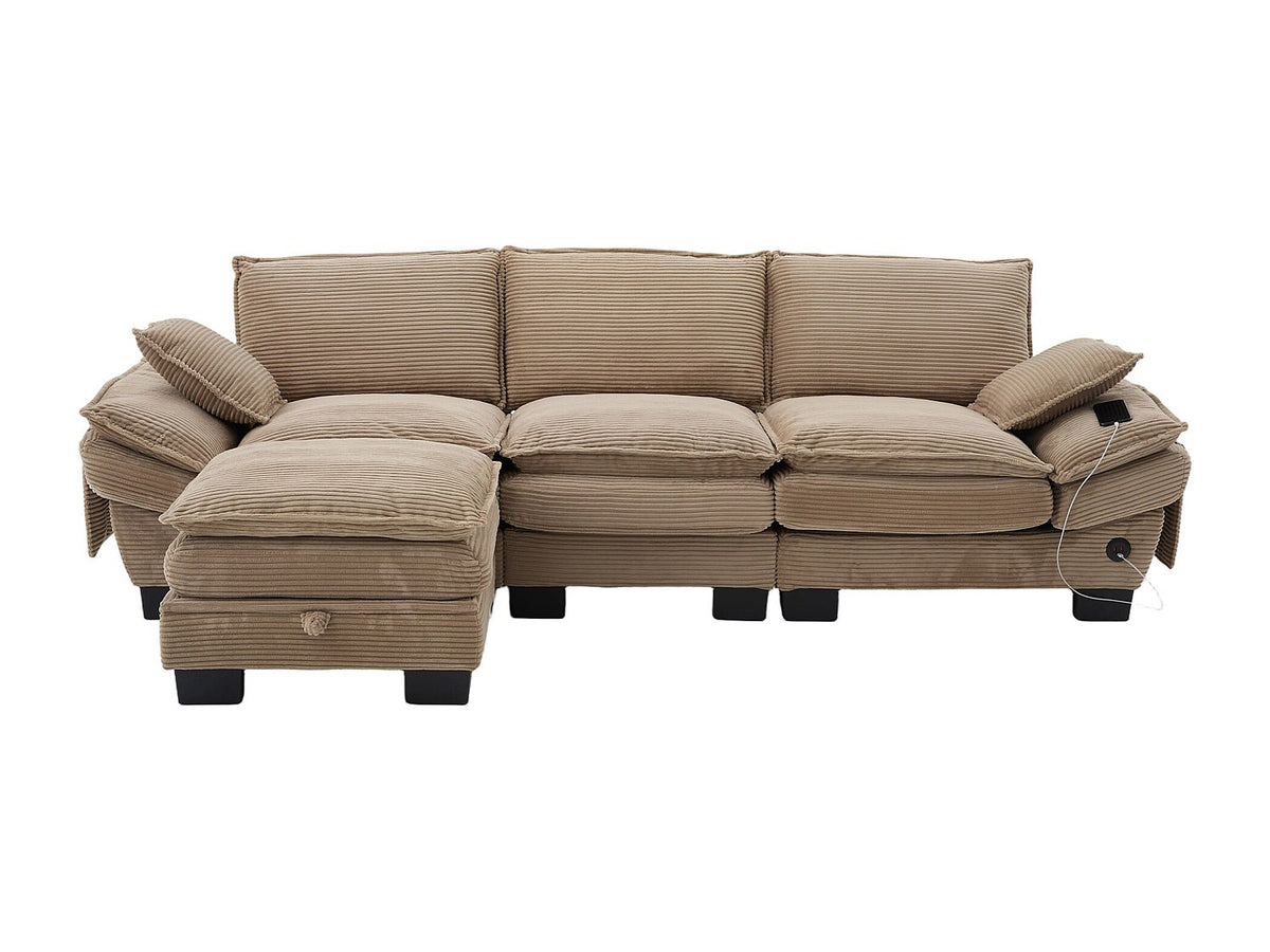 Pouf pour canapé modulable 3 places vert tissu