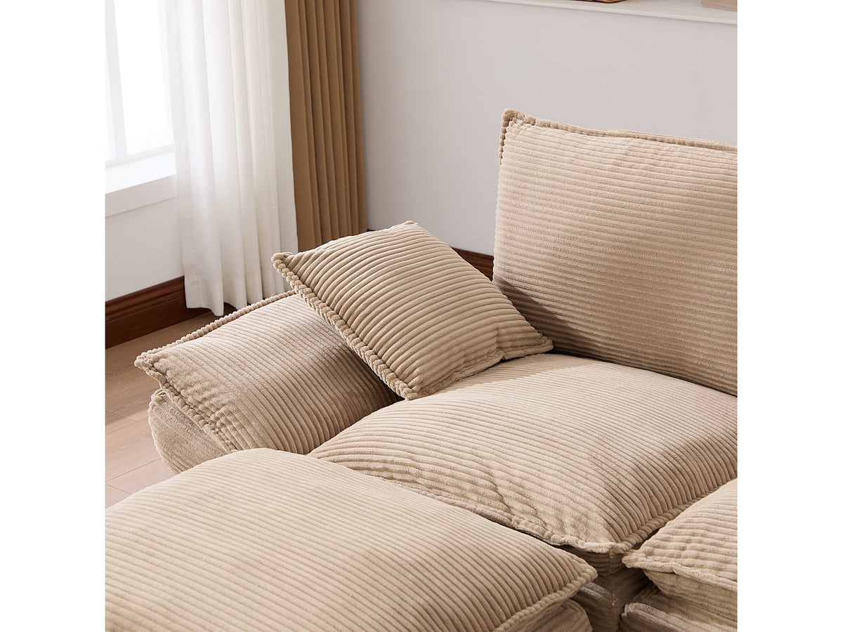 Pouf pour canapé modulable 3 places vert tissu
