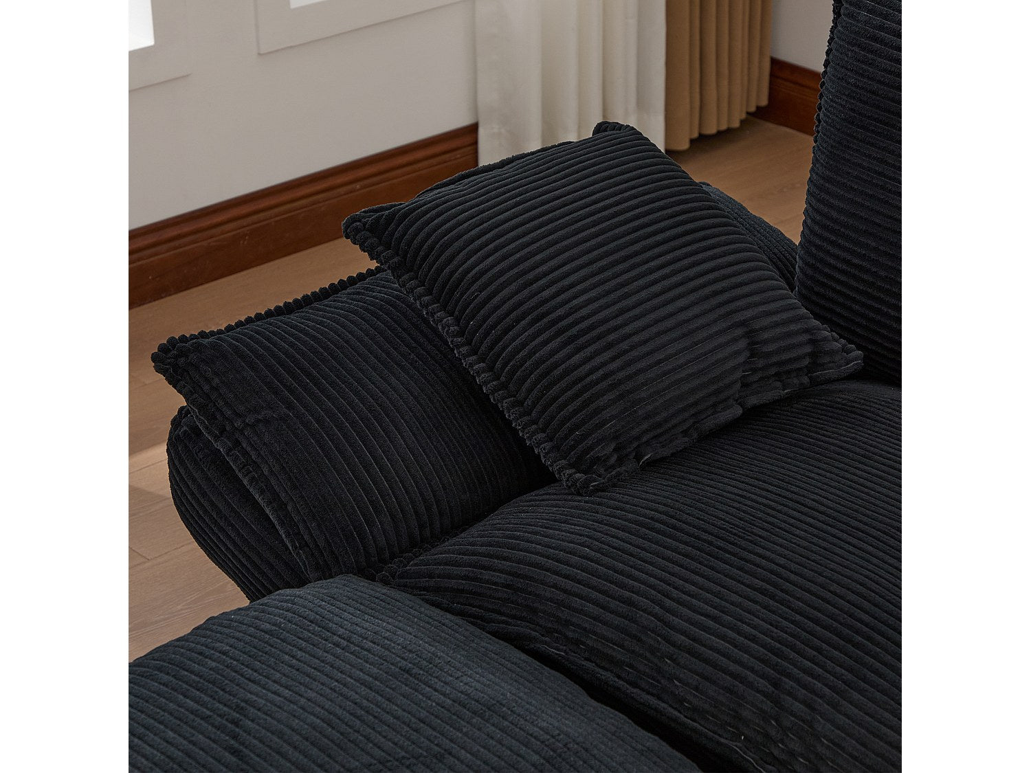 Pouf pour canapé modulable 3 places noir tissu