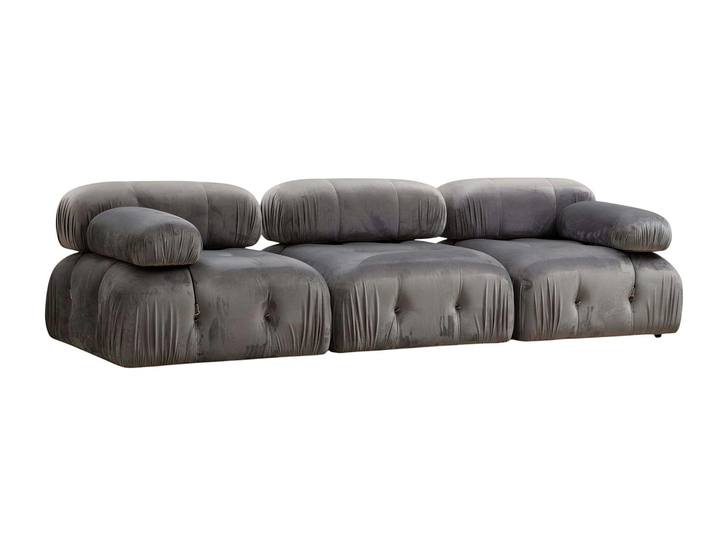 Canapé modulable 3 places gris tissu