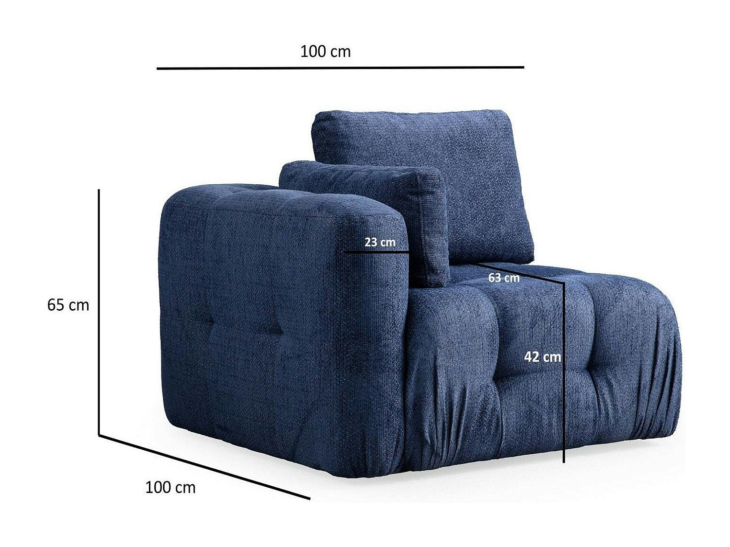Canapé modulable 2 places bleu tissu