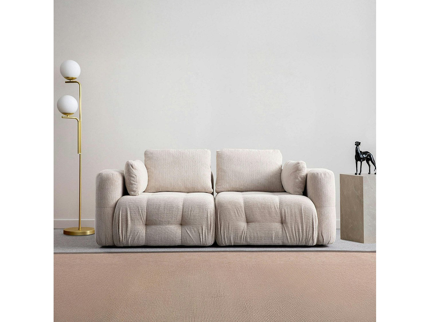 Canapé modulable 2 places beige tissu