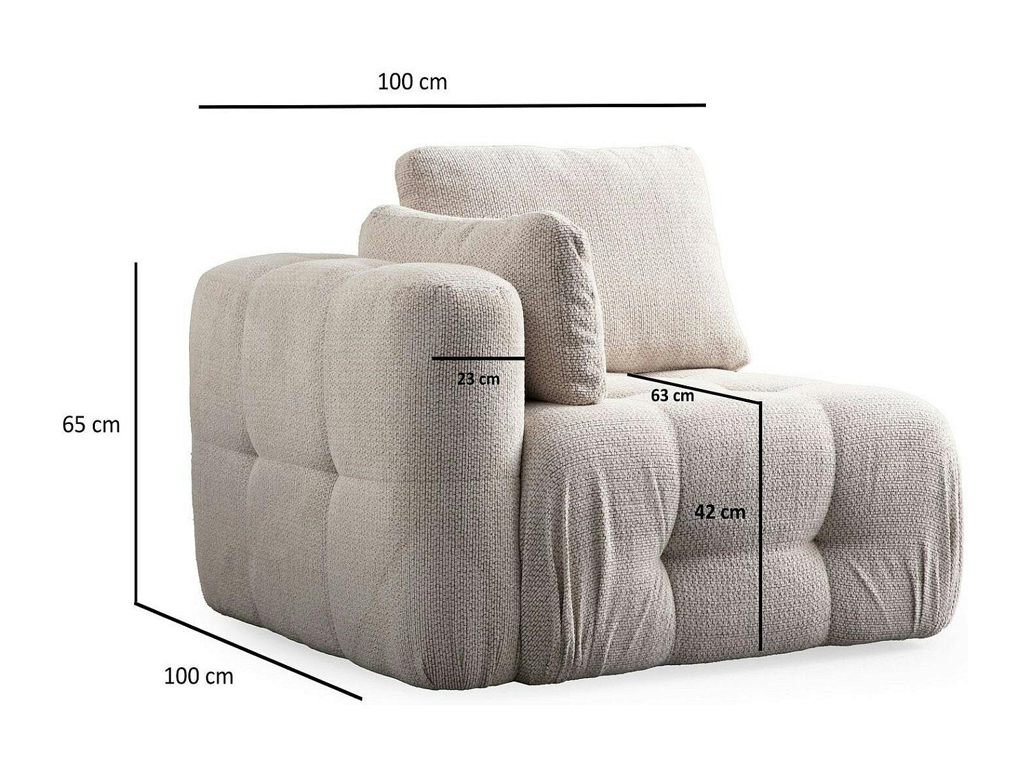 Canapé modulable 2 places beige tissu