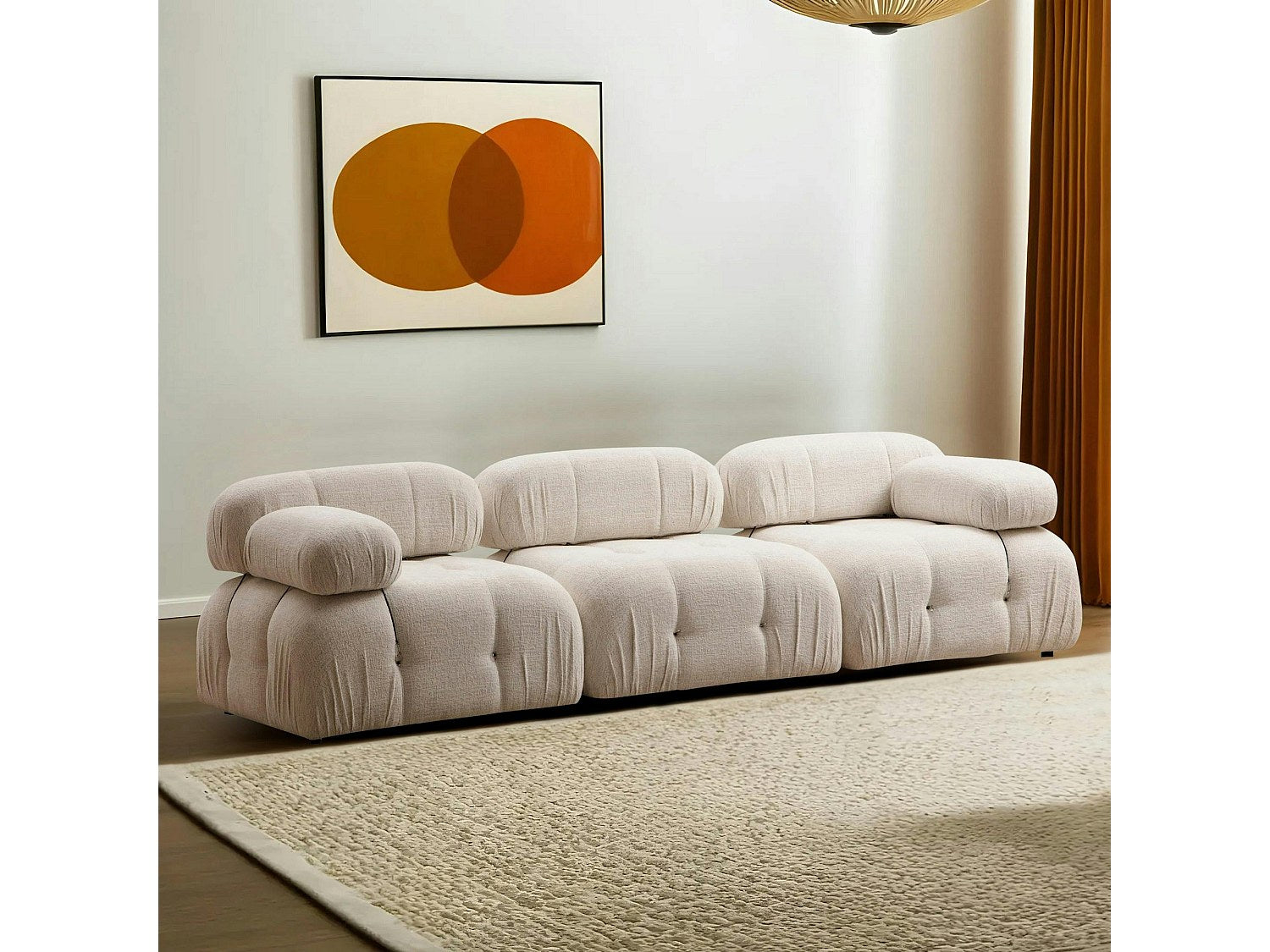 Canapé modulable 3 places blanc tissu