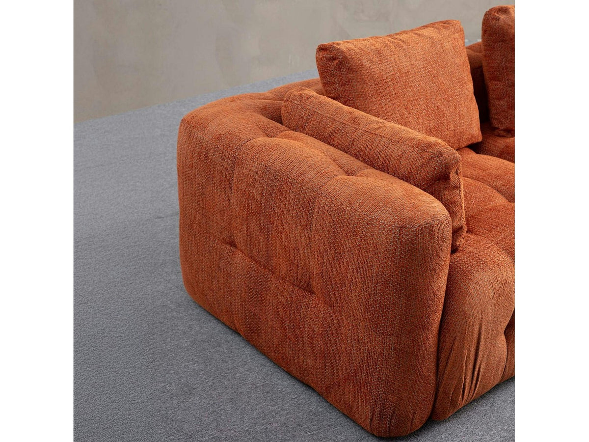 Canapé modulable 2 places orange tissu
