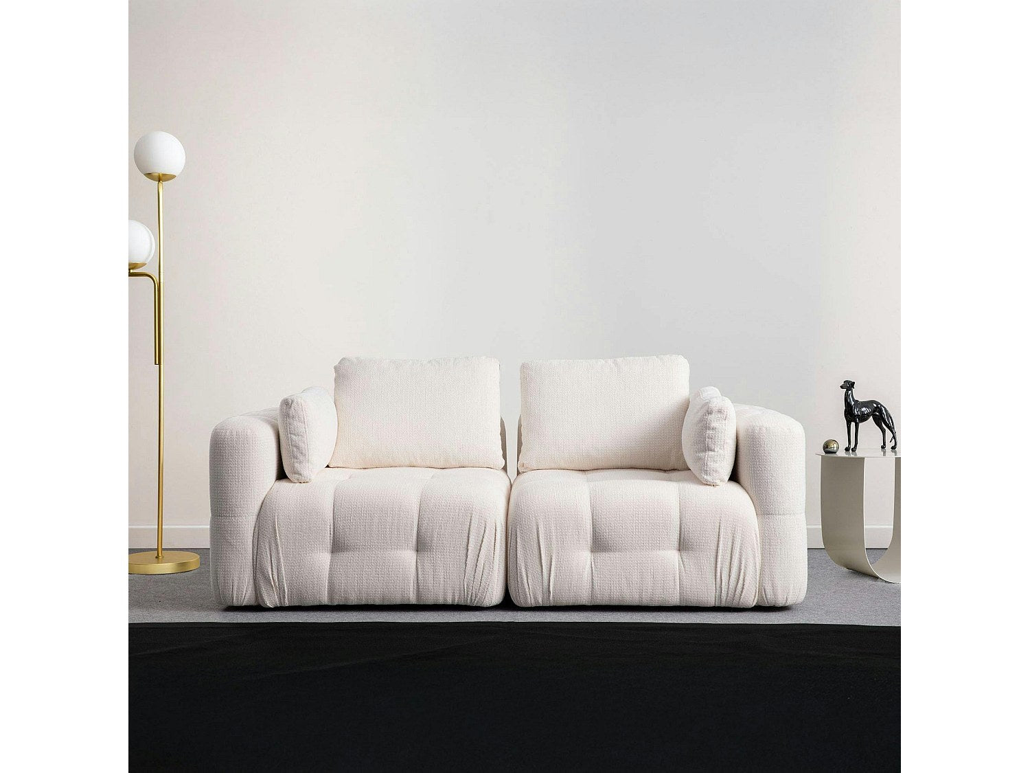 Canapé modulable 2 places blanc tissu