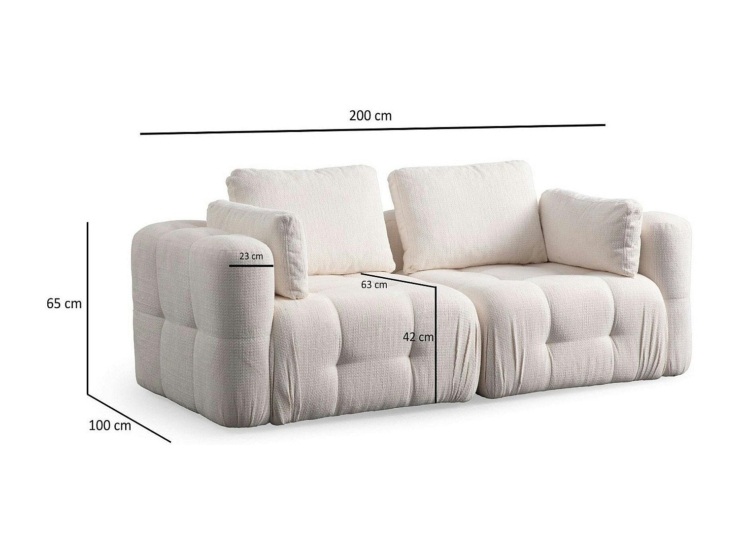 Canapé modulable 2 places blanc tissu