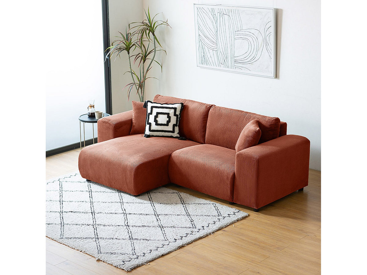 Angle pour canapé modulable 3 places orange velours
