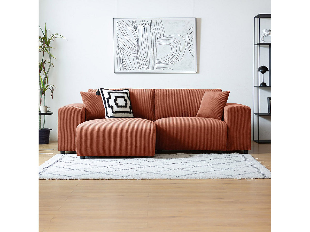 Angle pour canapé modulable 3 places orange velours