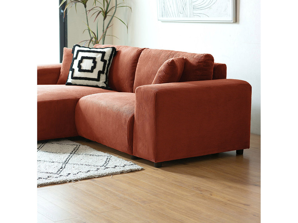 Angle pour canapé modulable 3 places orange velours
