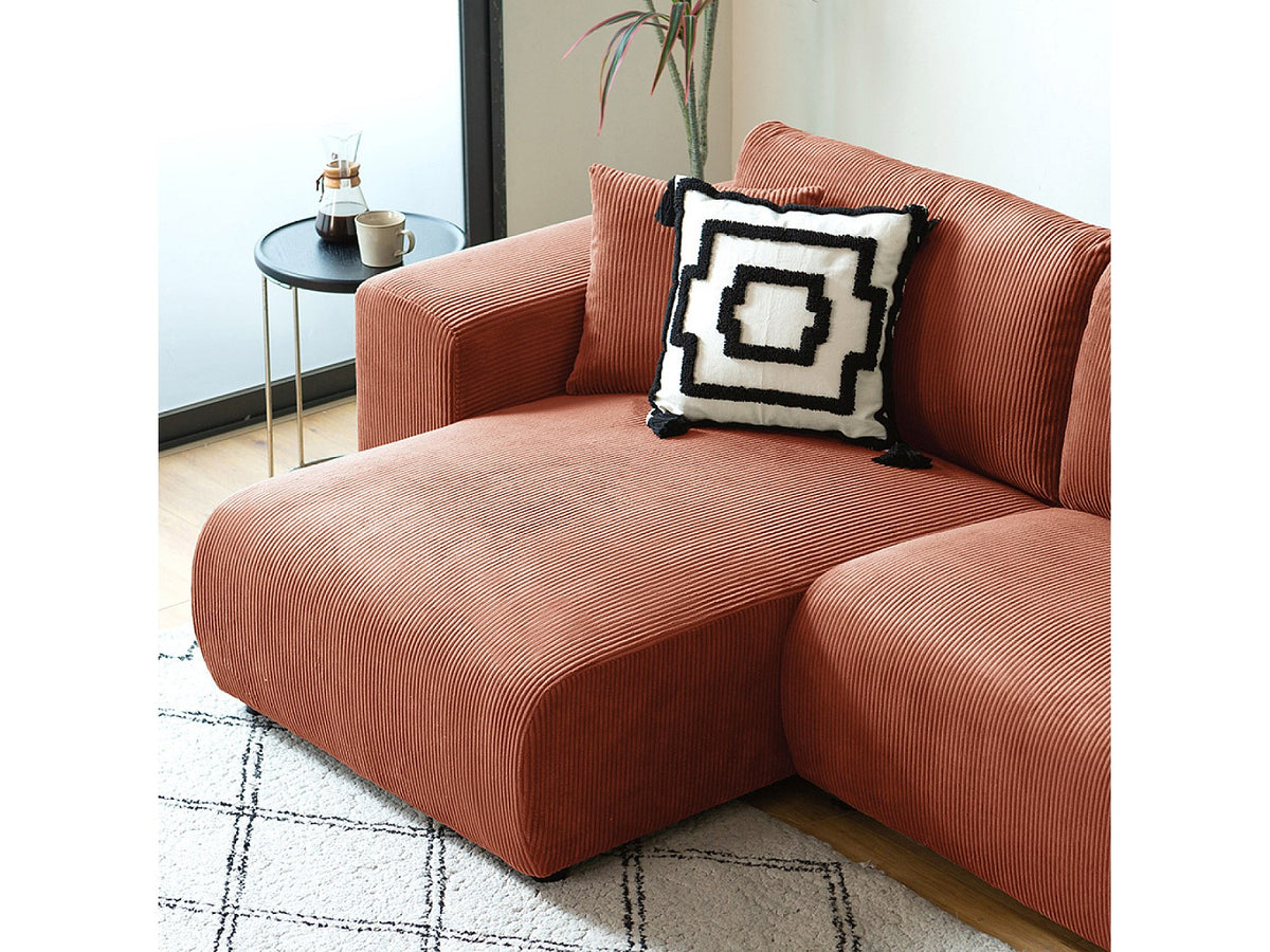 Angle pour canapé modulable 3 places orange velours