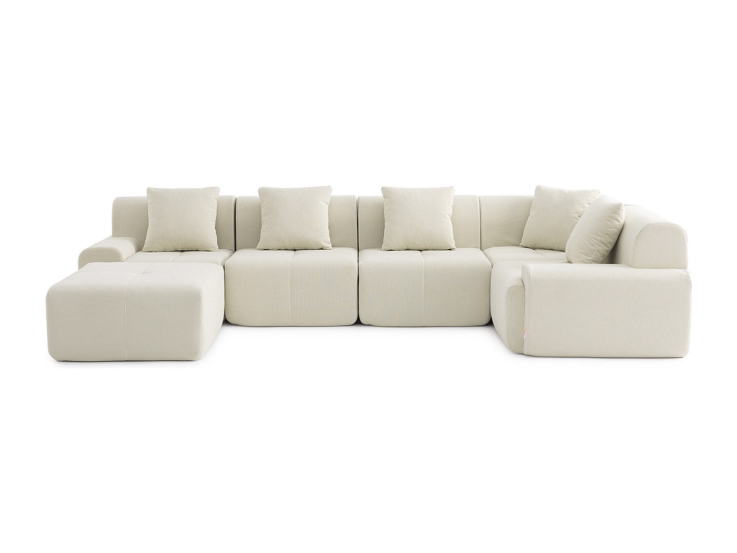 Méridienne pour canapé modulable 5 places beige tissu