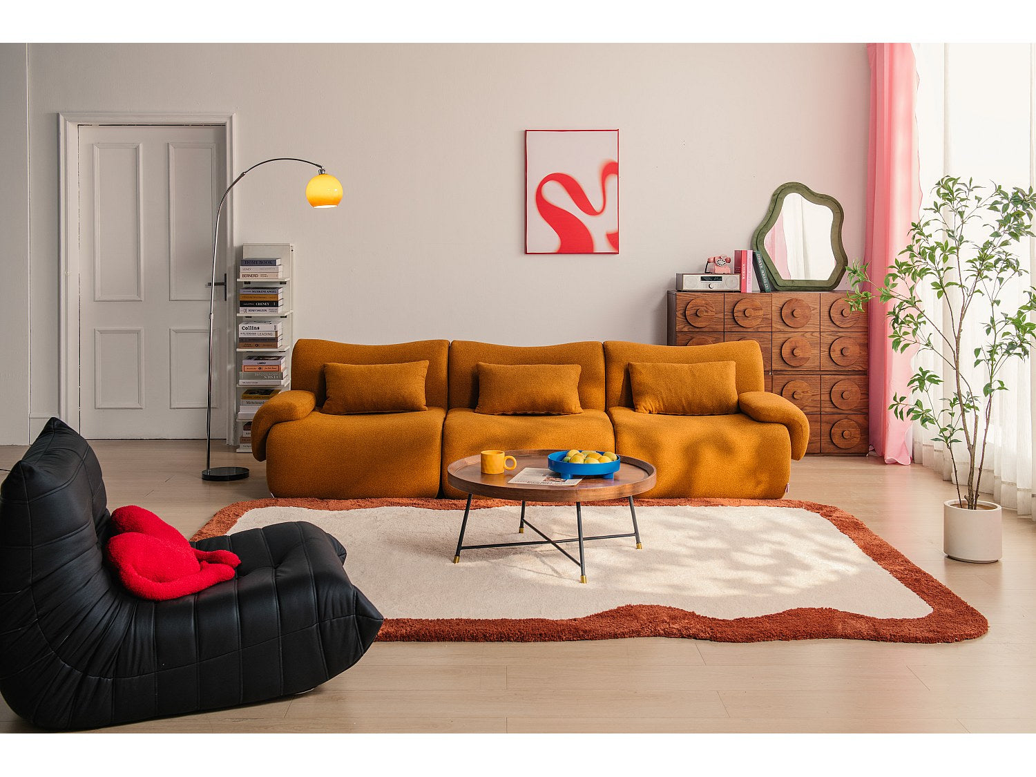 Canapé modulable 3 places marron tissu