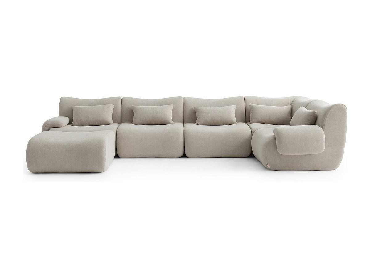 Méridienne pour canapé modulable 5 places beige tissu