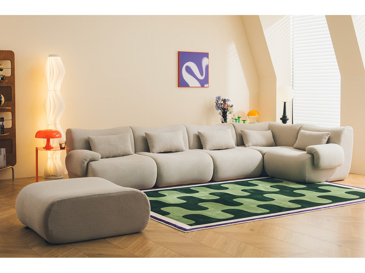 Méridienne pour canapé modulable 5 places beige tissu