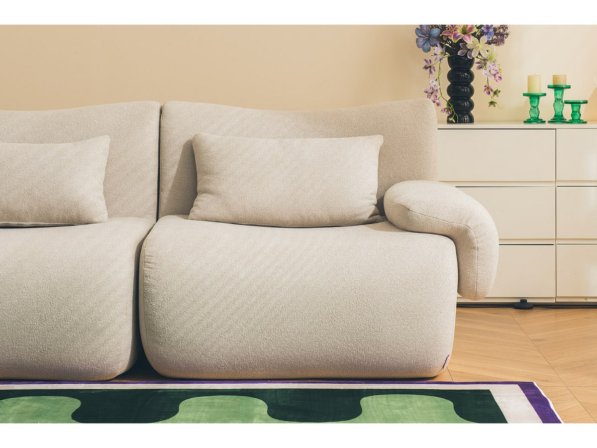 Méridienne pour canapé modulable 5 places beige tissu