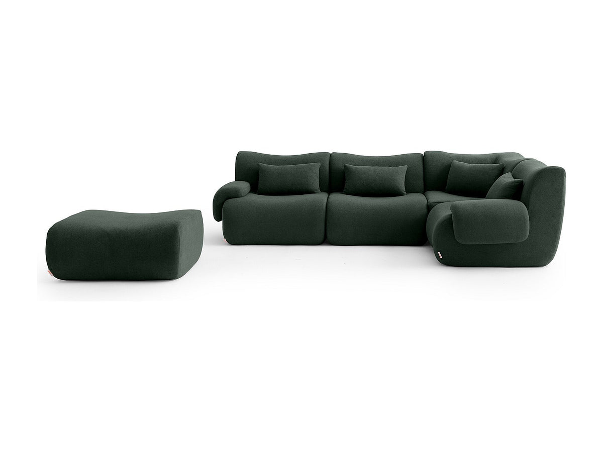 Méridienne pour canapé modulable 4 places vert tissu
