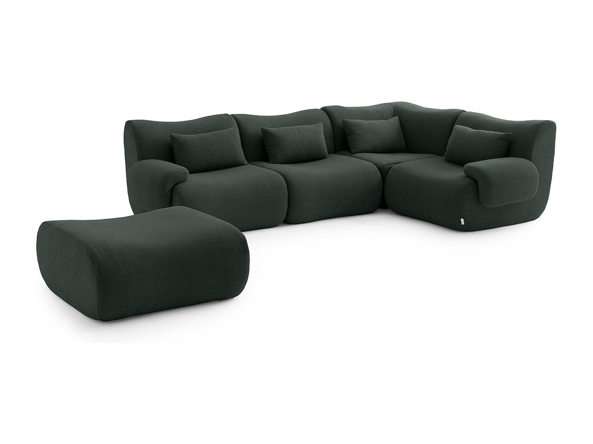 Méridienne pour canapé modulable 4 places vert tissu