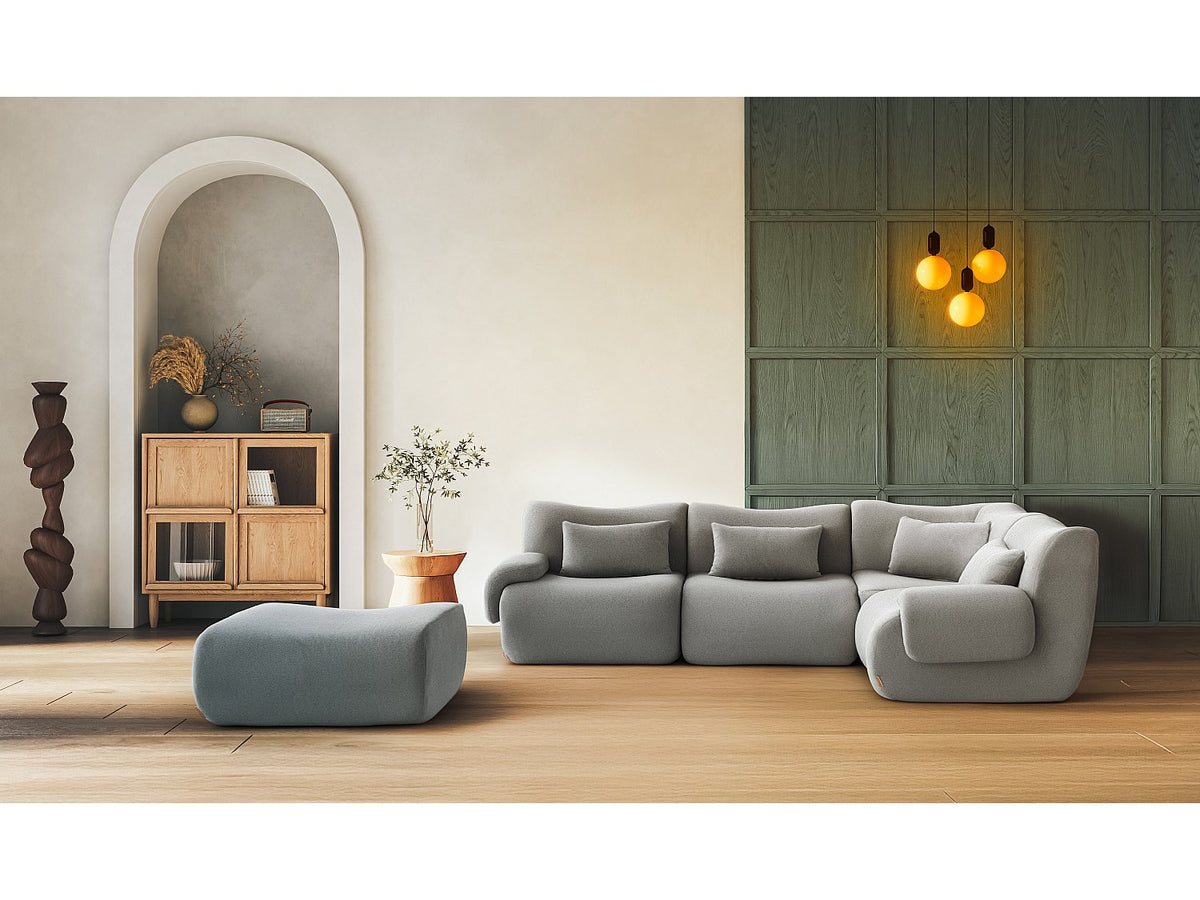 Méridienne pour canapé modulable 4 places gris tissu