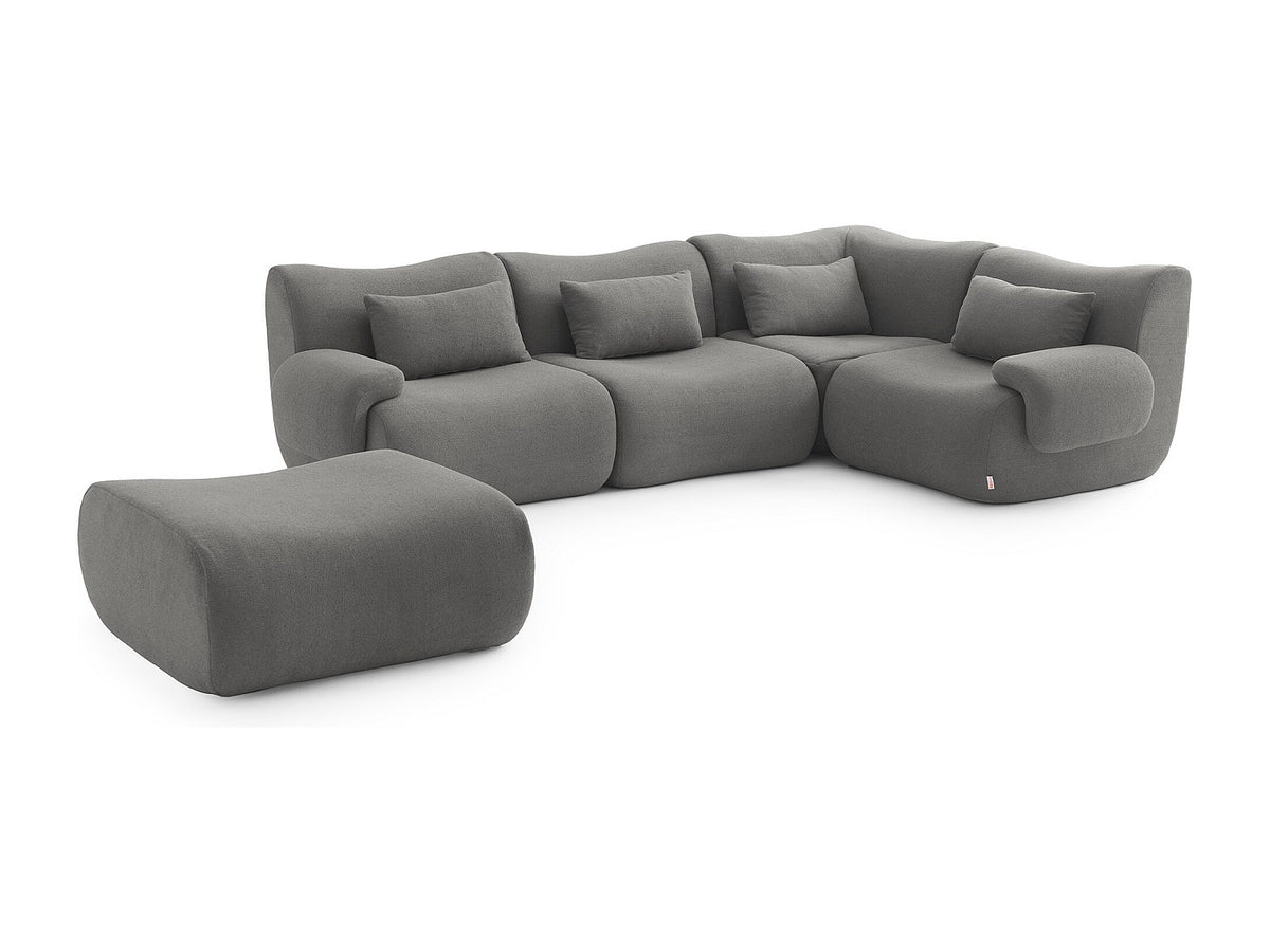 Méridienne pour canapé modulable 4 places gris tissu
