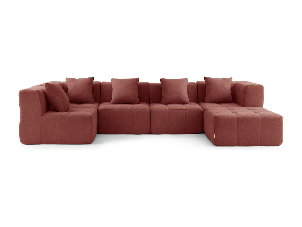 Méridienne pour canapé modulable 5 places orange tissu