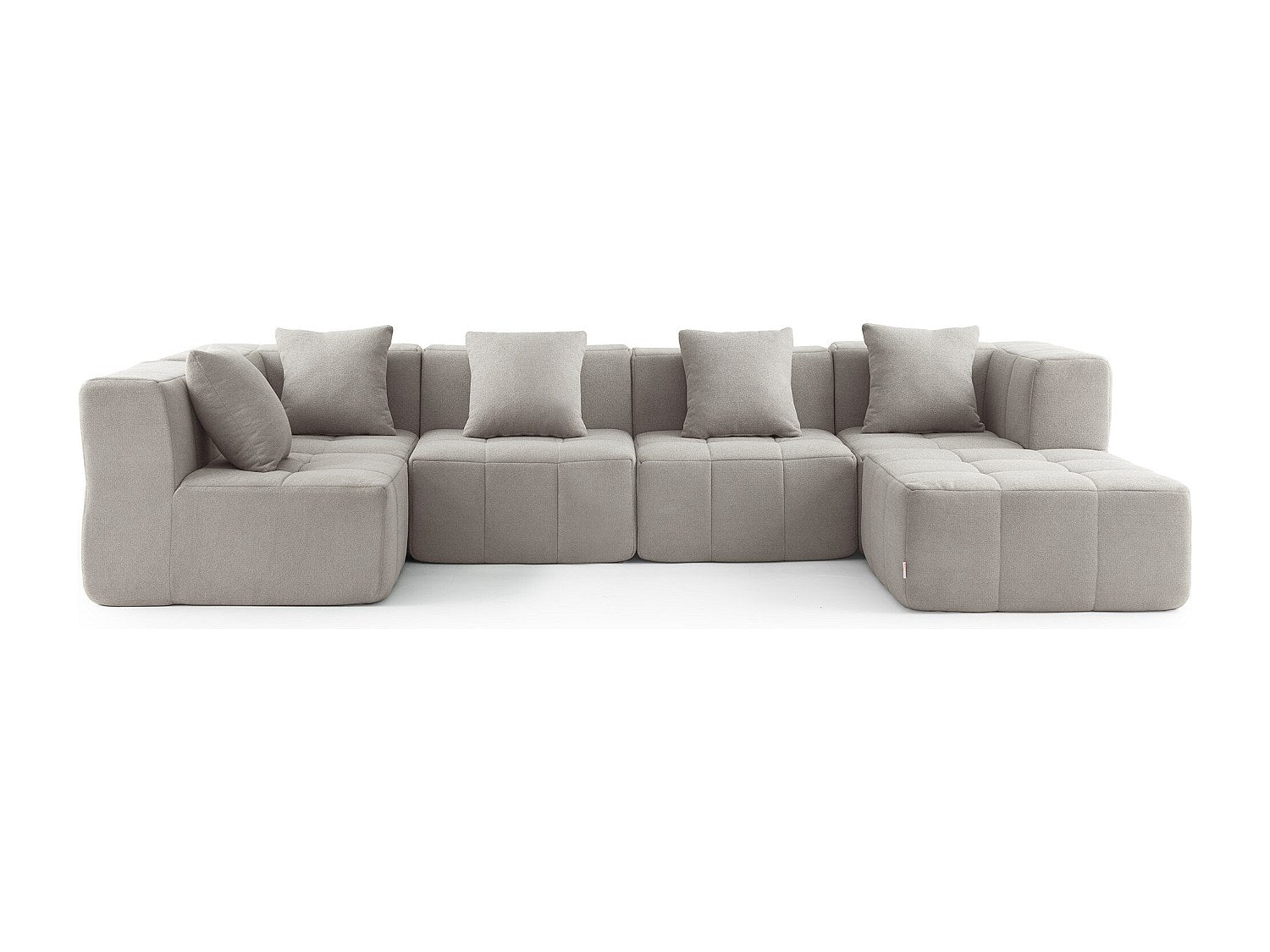 Méridienne pour canapé modulable 5 places beige tissu