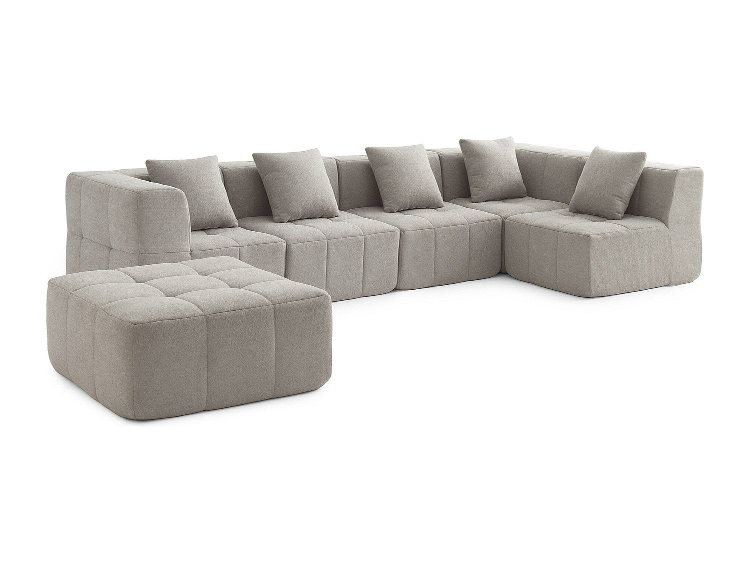 Méridienne pour canapé modulable 5 places beige tissu