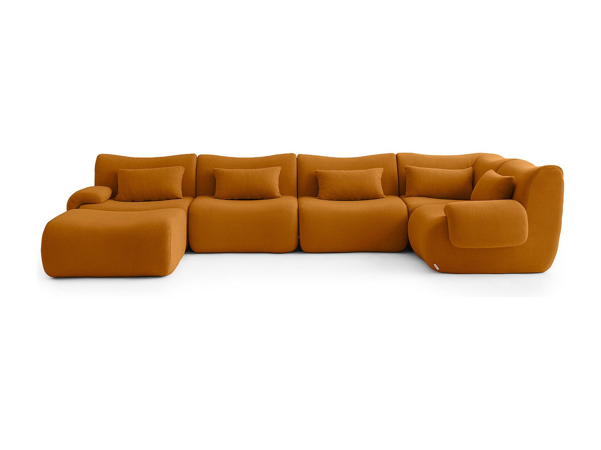Méridienne pour canapé modulable 5 places marron tissu