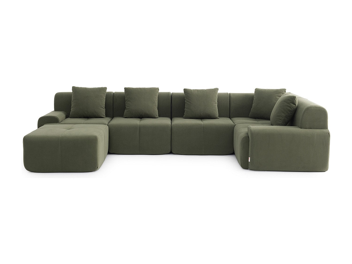 Méridienne pour canapé modulable 5 places vert tissu