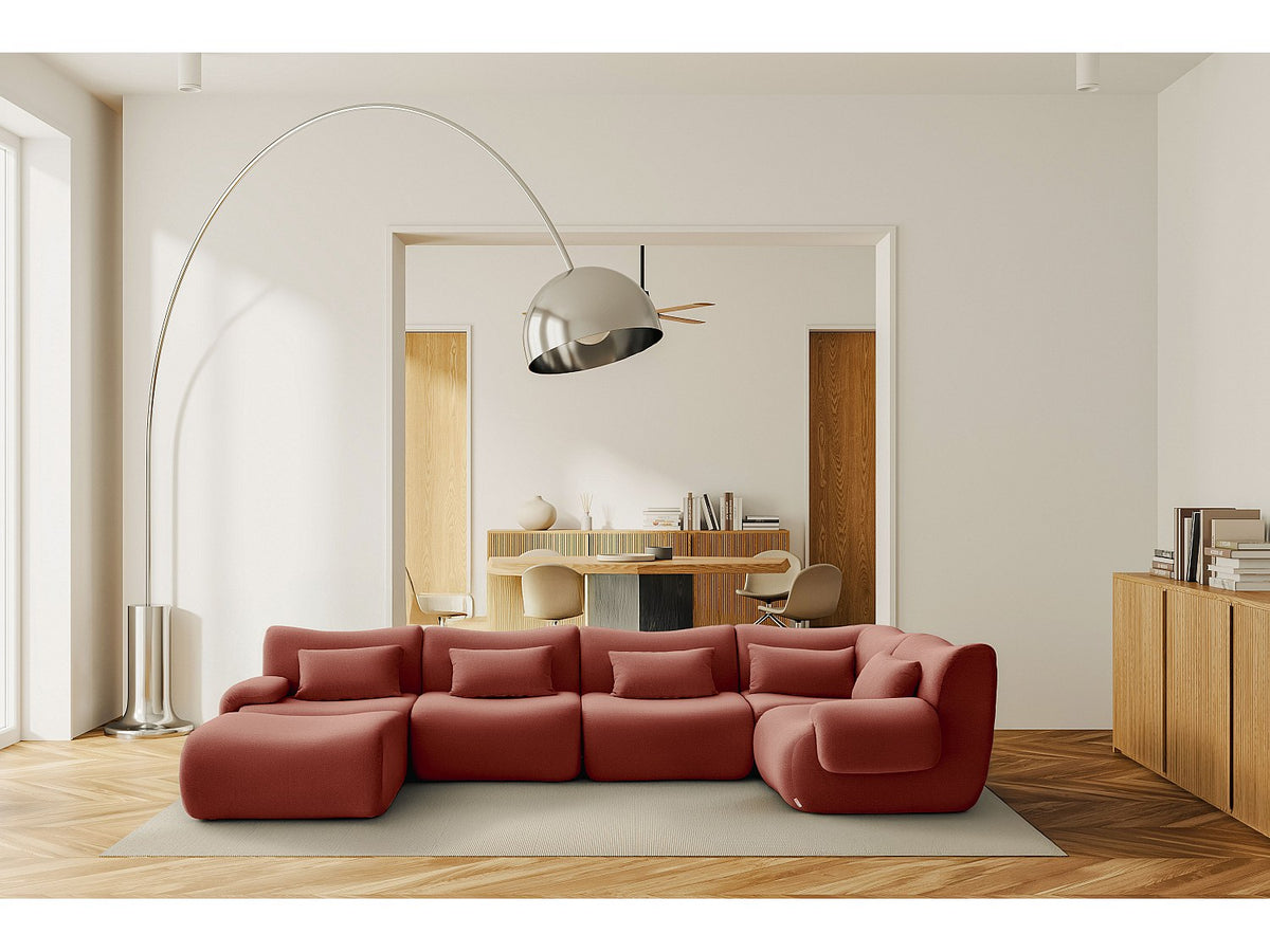 Méridienne pour canapé modulable 5 places orange tissu