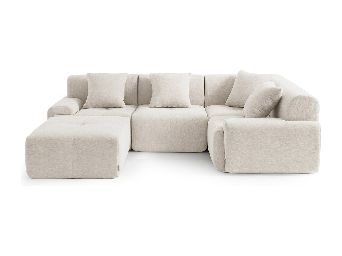 Méridienne pour canapé modulable 4 places beige tissu