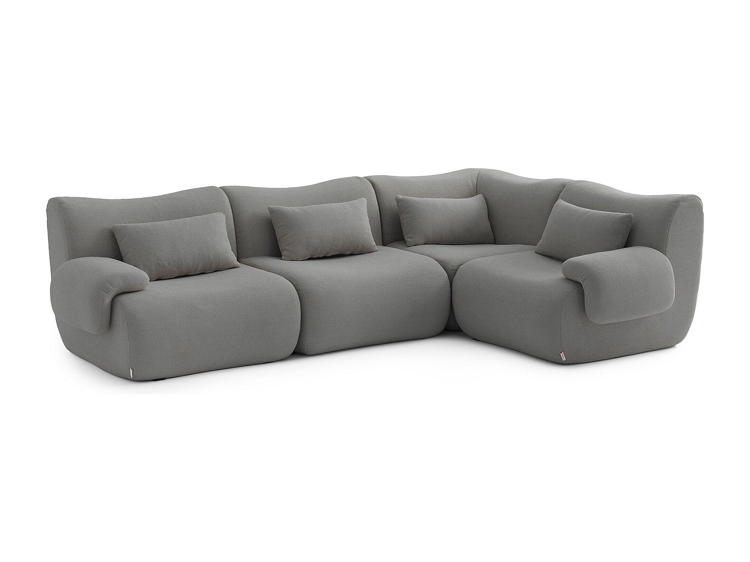 Canapé modulable 4 places gris tissu