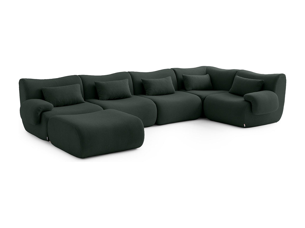 Méridienne pour canapé modulable 5 places vert tissu