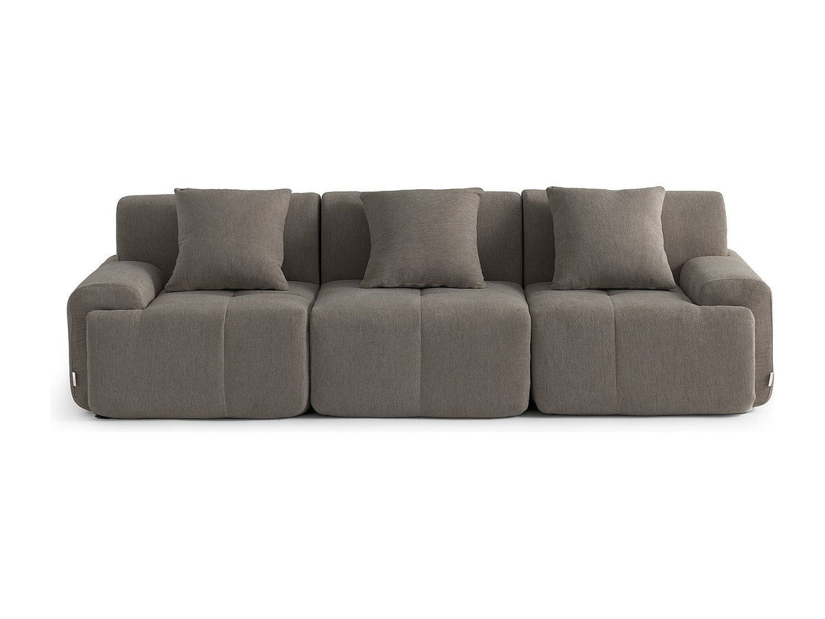 Canapé modulable 3 places marron tissu