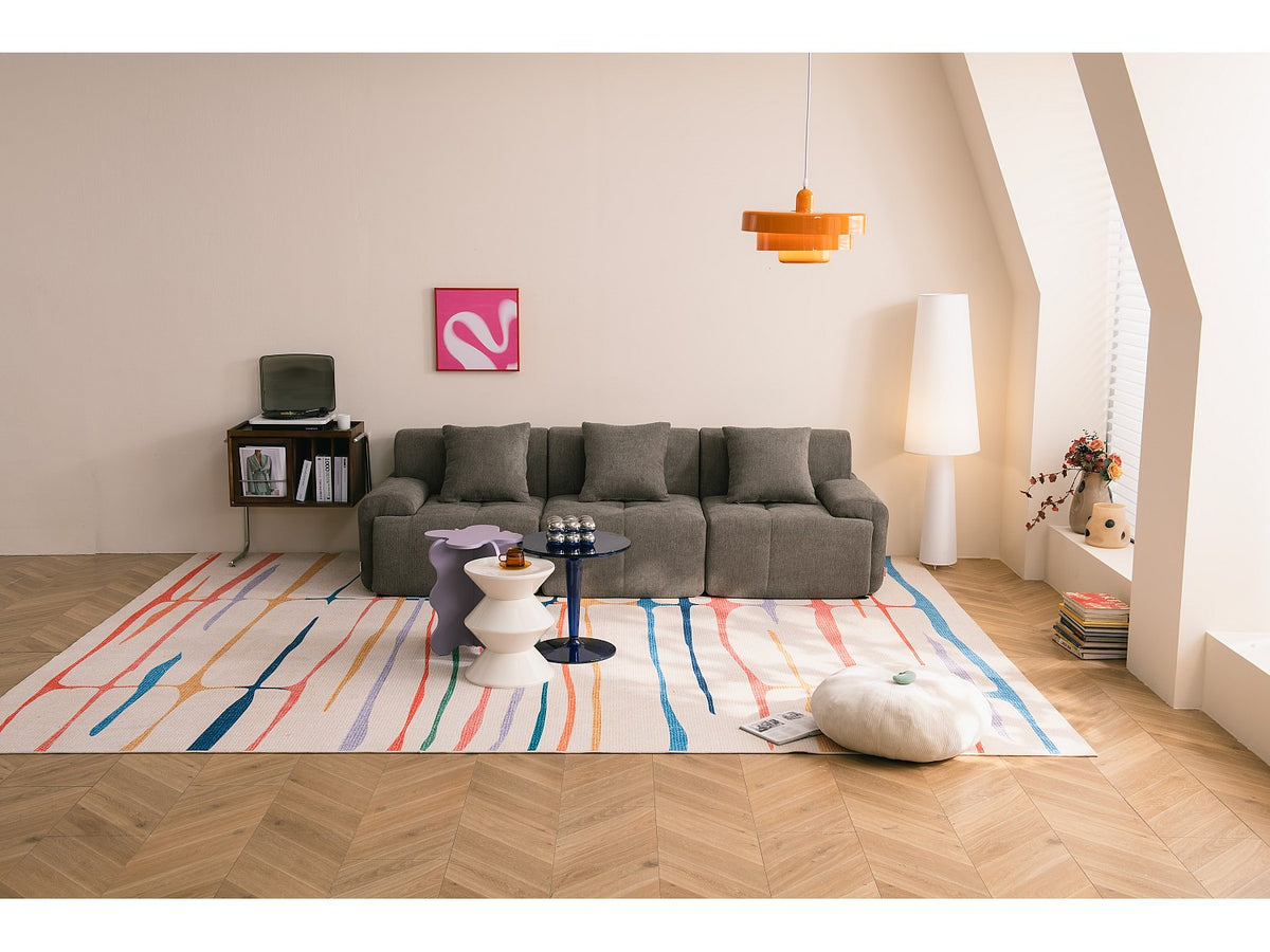 Canapé modulable 3 places marron tissu