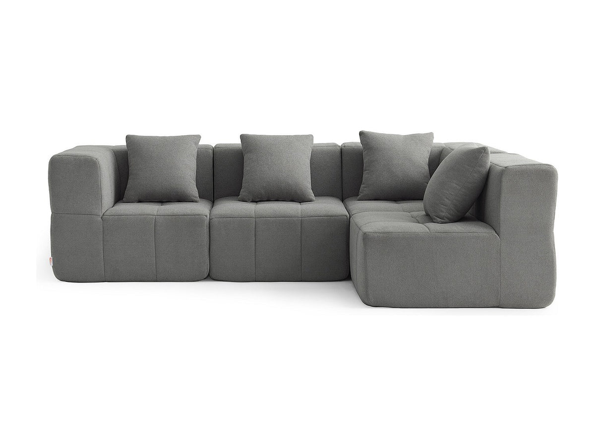 Canapé modulable 4 places gris tissu