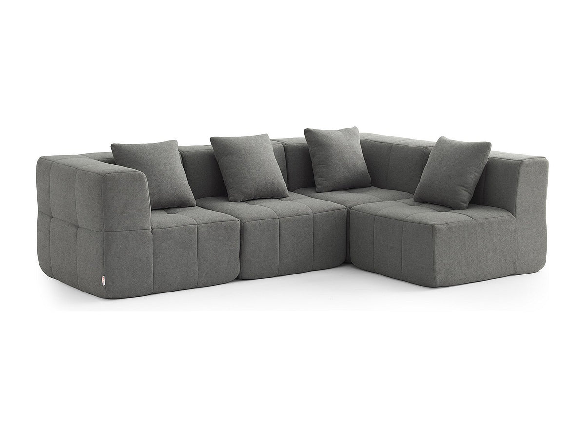 Canapé modulable 4 places gris tissu